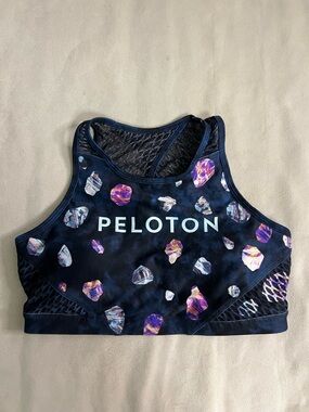 💎 Peloton x WITH Wear It To Heart Gemstone Print Mesh Sports Bra Size M Rare
